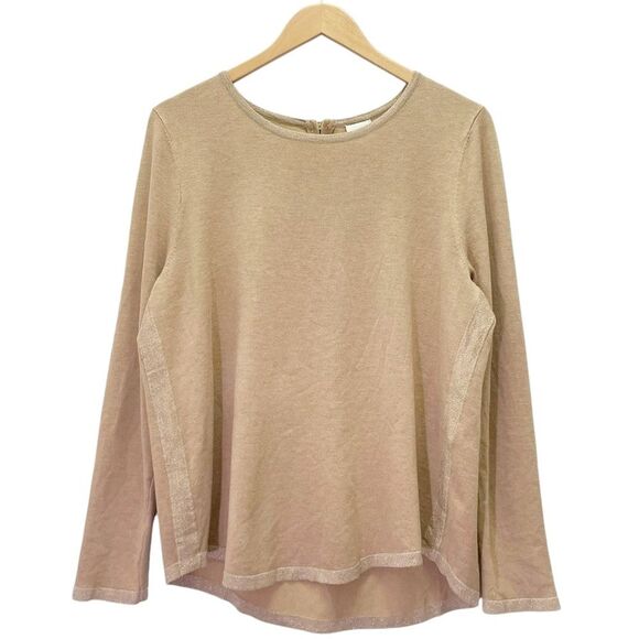 NWT Chico’s Shine-Trim Mindy Pullover in Heather Arabian Camel Size 2 | Large - Picture 2 of 14